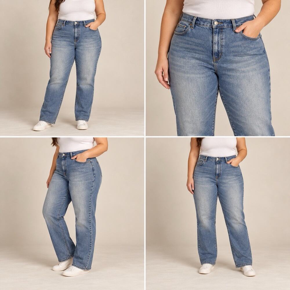 Signature Levi Strauss Heritage High Rise Straight Jeans Womens 22 W36 Blue